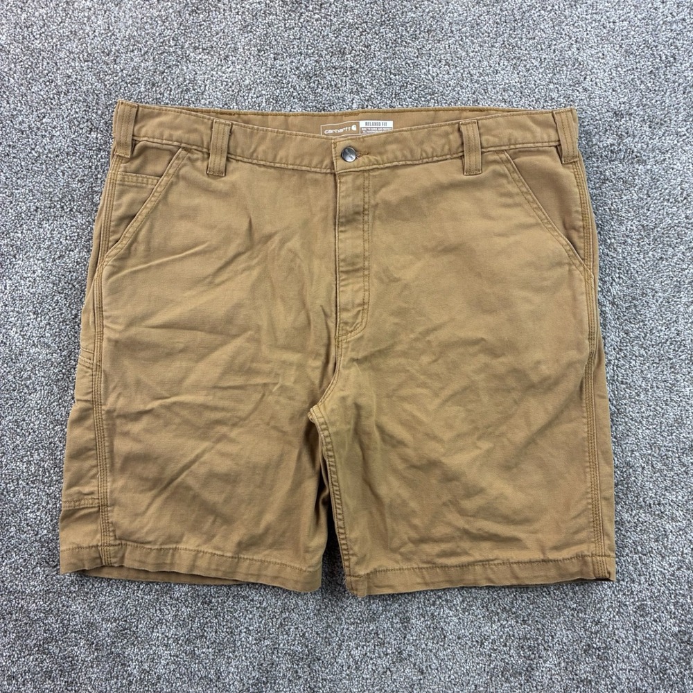 Carhartt Carpenter Shorts Mens 42 Brown Cotton Canvas Relaxed Rugged Flex 102514